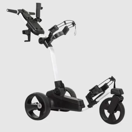 White Golf Cart Remote Control Folding Pull Push Trolley
